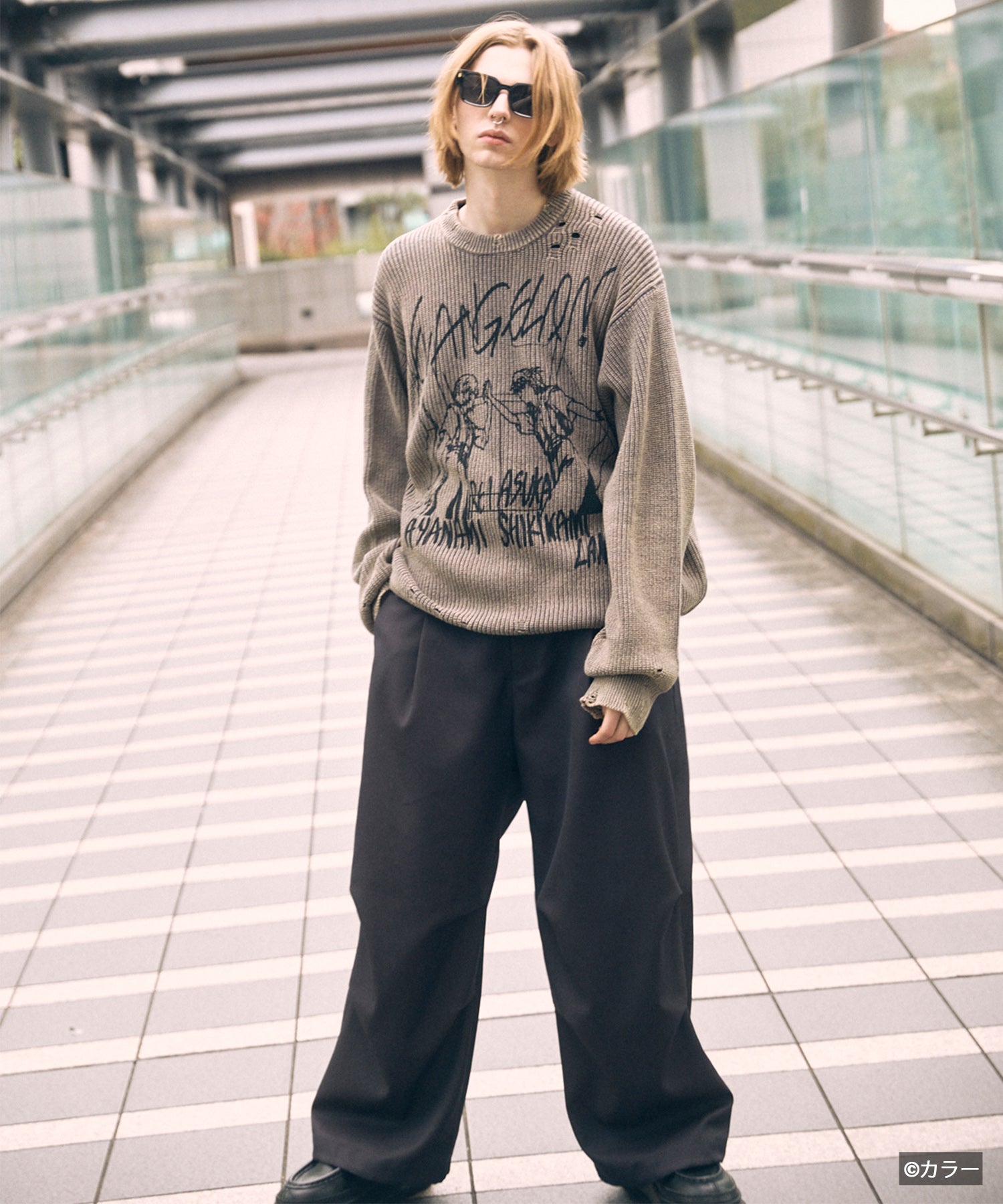 【26SS PRE-ORDER】【EVANGELION for MAISON SPECIAL】Prime-Over Crew Neck Distressed Knit