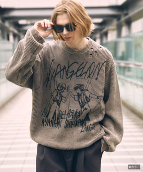 【26SS PRE-ORDER】【EVANGELION for MAISON SPECIAL】Prime-Over Crew Neck Distressed Knit