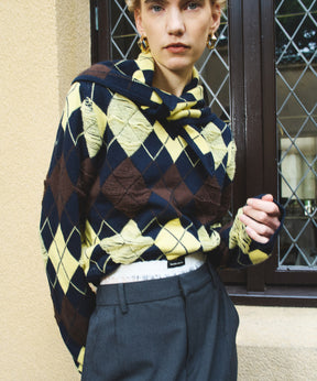 【26WINTER COLLECTION】Drop needle Argyle Knit Babushka