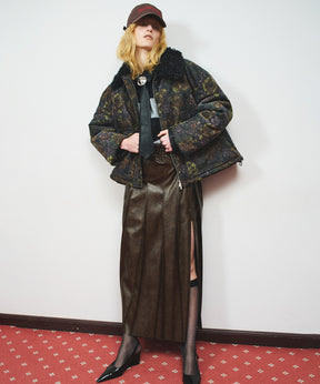 [26WINTER COLLECTION] 纯素皮革百褶裙