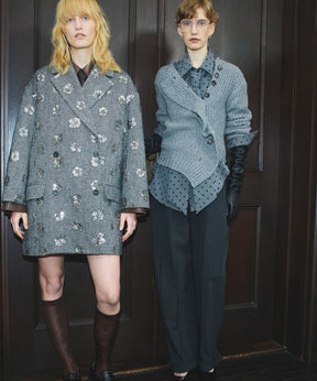 【26WINTER PRE-ORDER】Sequin Embroidered Tweed Midi Coat