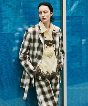 Center Pin Tuck Ombre Check Pants