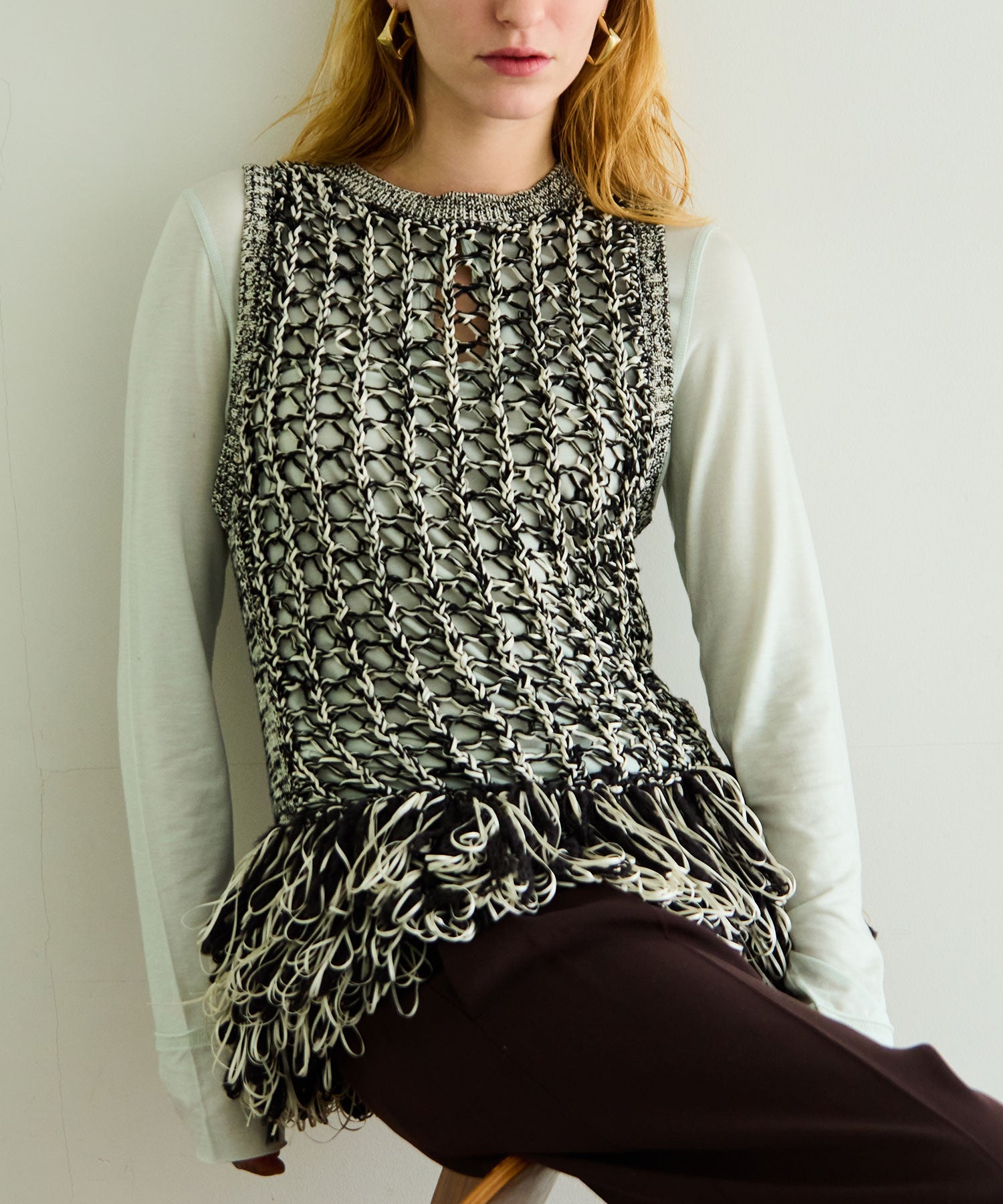 [26SPRING PRE-ORDER]Fringe Mesh Vest