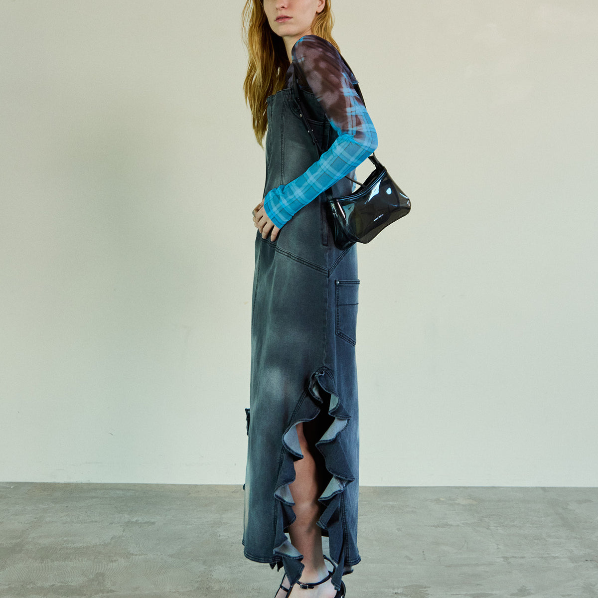 SALE】Frill Denim Dress