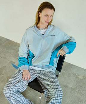 Striped Print V-Neck Tops