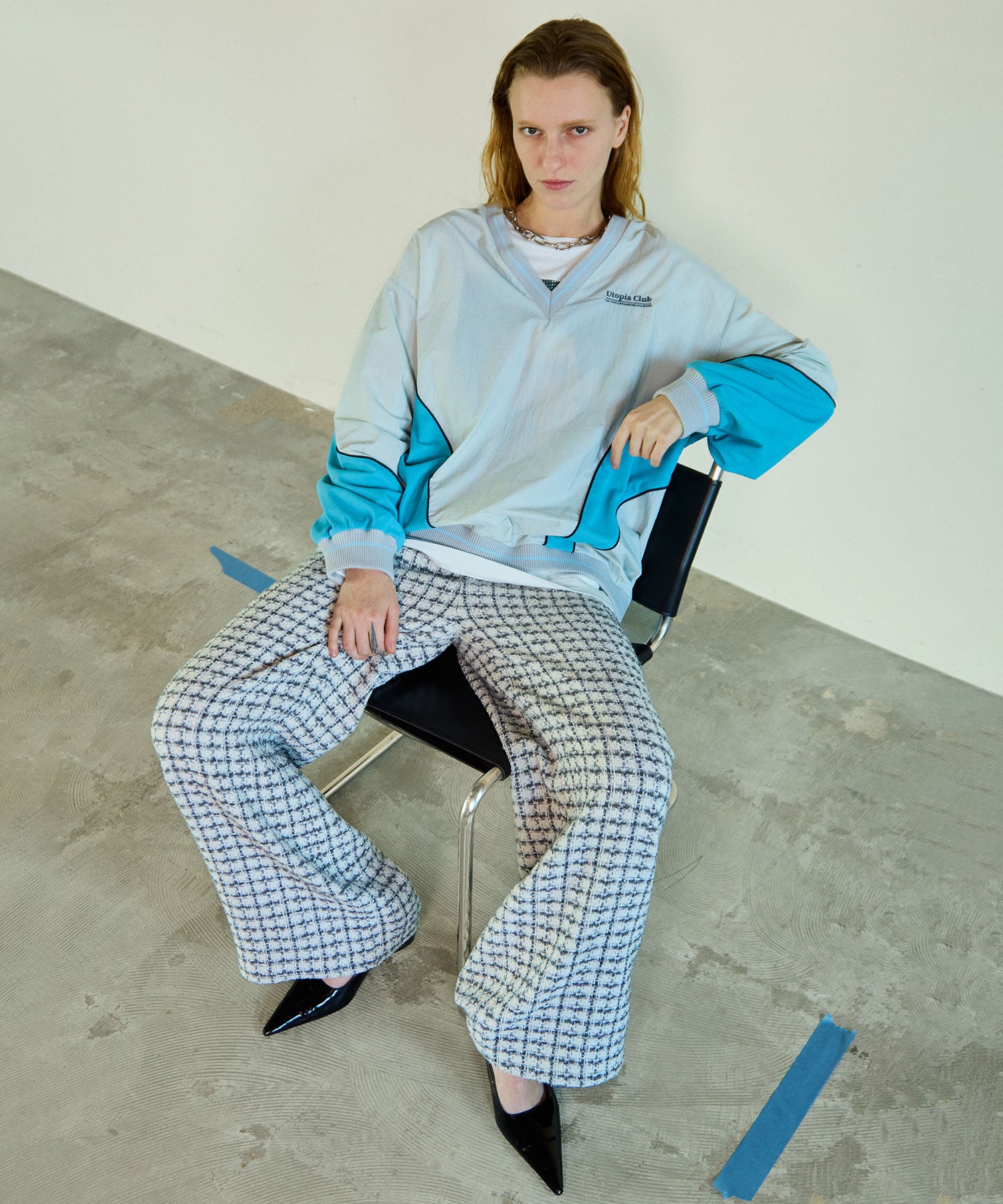 Striped Print V-Neck Tops