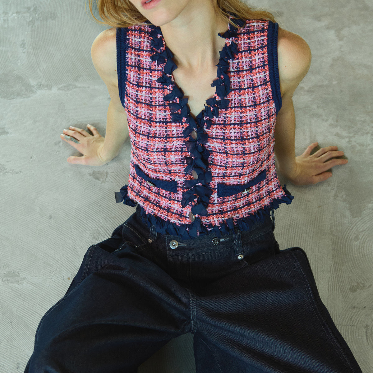 SALE】Tweed Knit Vest