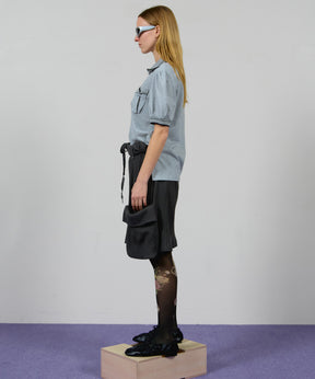 【OPEN YY】ROLLED WAIST WAFFLE CARGO SHORTS