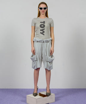 【OPEN YY】ROLLED WAIST WAFFLE CARGO SHORTS