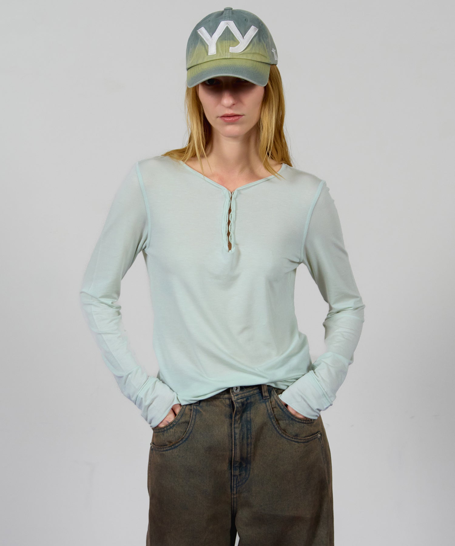 【OPEN YY】HOOK HENLEY LONG SLEEVE