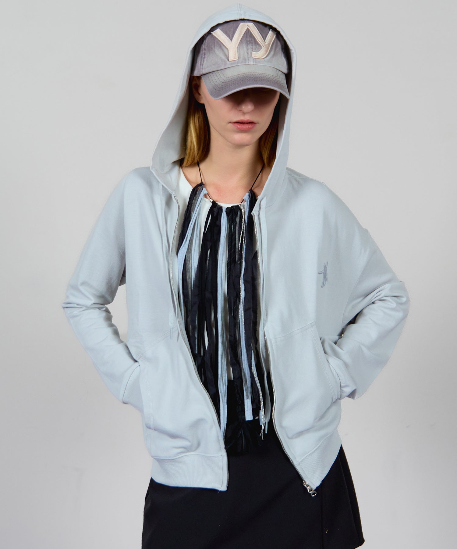 【OPEN YY】SLANT ZIP HOODIE