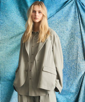 4 색 샹 브레이 세탁 가능한 양모 피크 라펠 더블 가슴 재킷