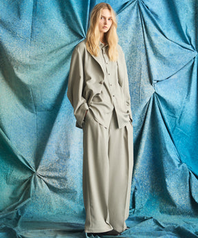 4 Colors Chambray Washable Wool Peaked Lapel Double Breasted Jacket