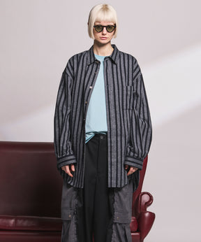 【Italian Dead Stock Fabric】Prime-Over Maxi Regular Collar Shirts Coat