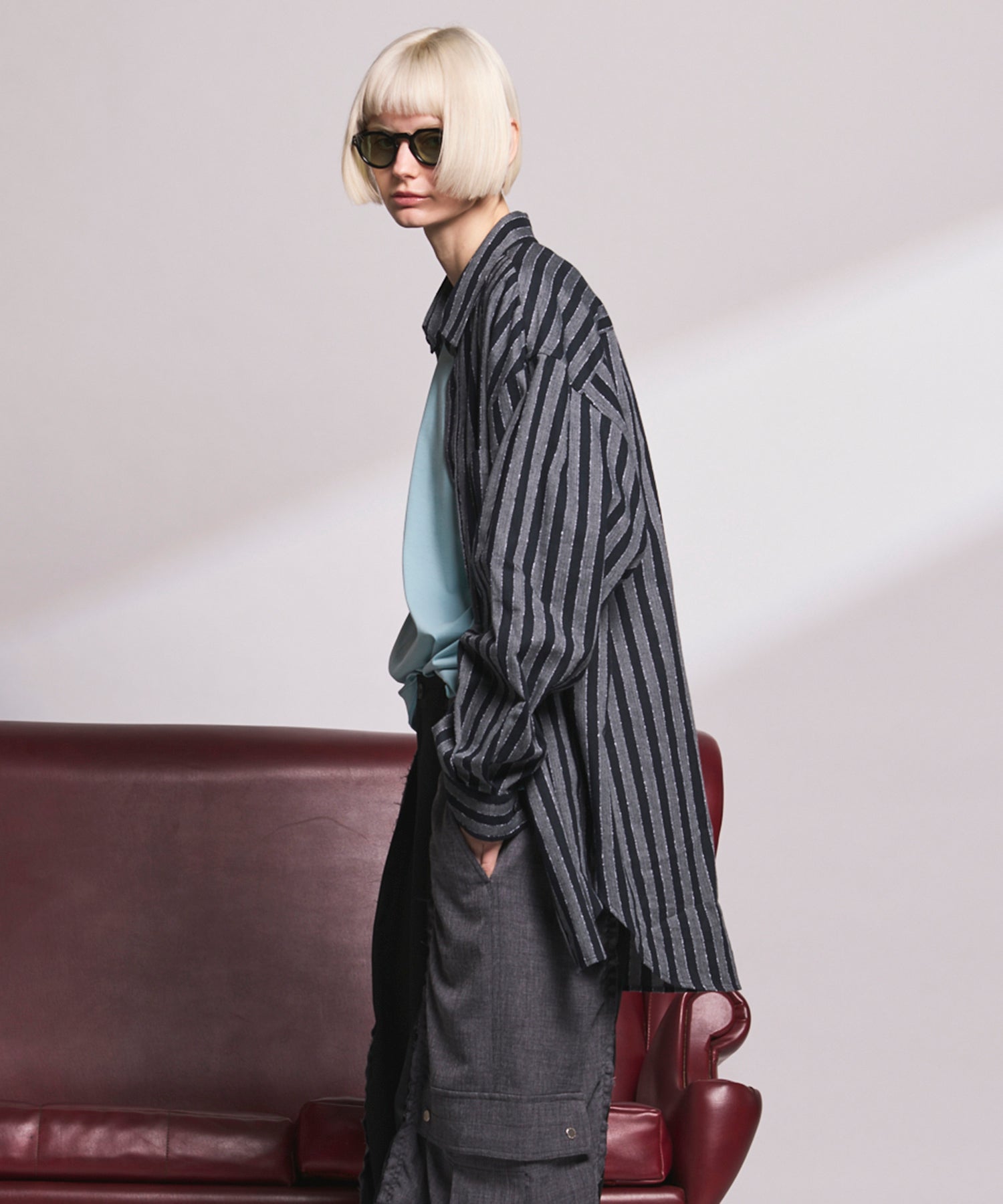 【Italian Dead Stock Fabric】Prime-Over Maxi Regular Collar Shirts Coat