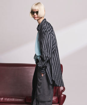 【Italian Dead Stock Fabric】Prime-Over Maxi Regular Collar Shirts Coat