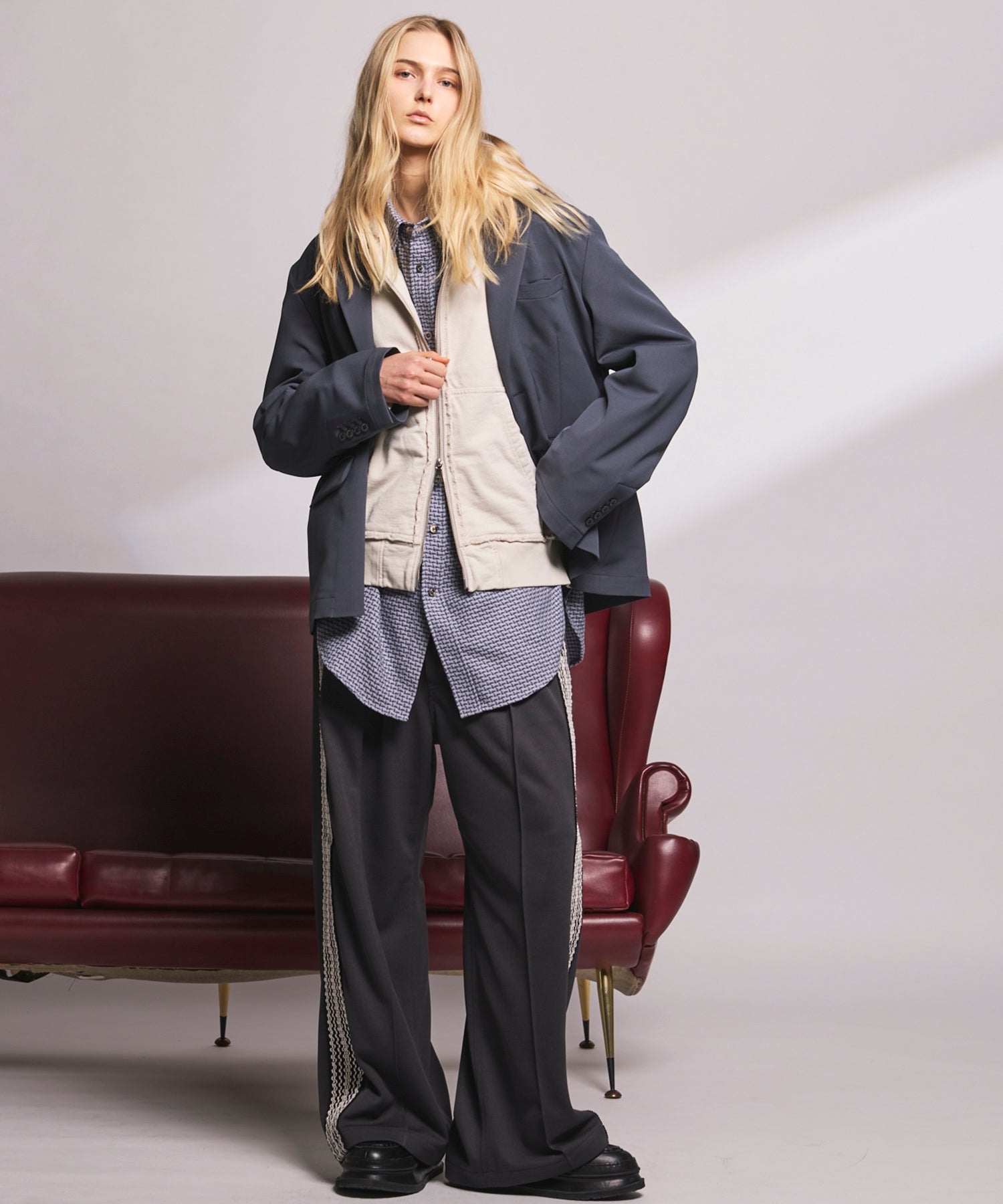 【Italian Dead Stock Fabric】Prime-Over Maxi Regular Collar Shirts Coat