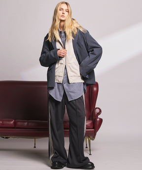 4 Colors Chambray Washable Wool Peaked Lapel Double Breasted Jacket