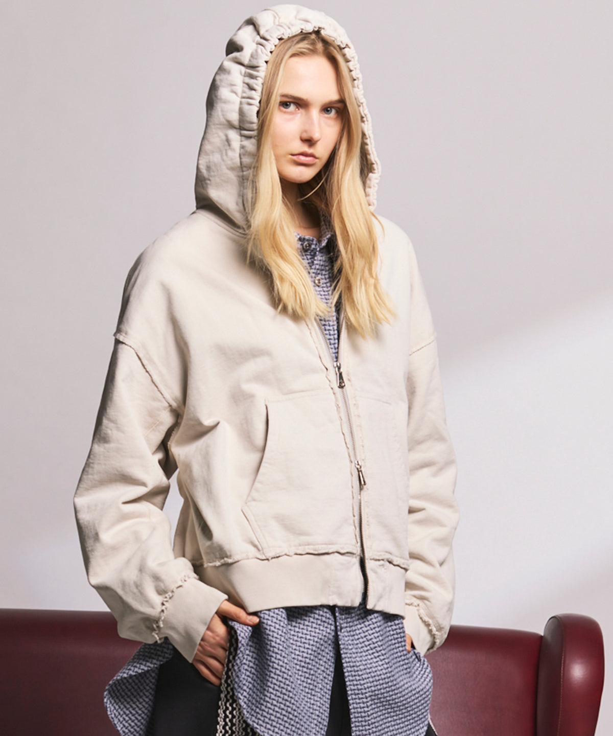 4 Colors Chambray Washable Wool Peaked Lapel Double Breasted Jacket