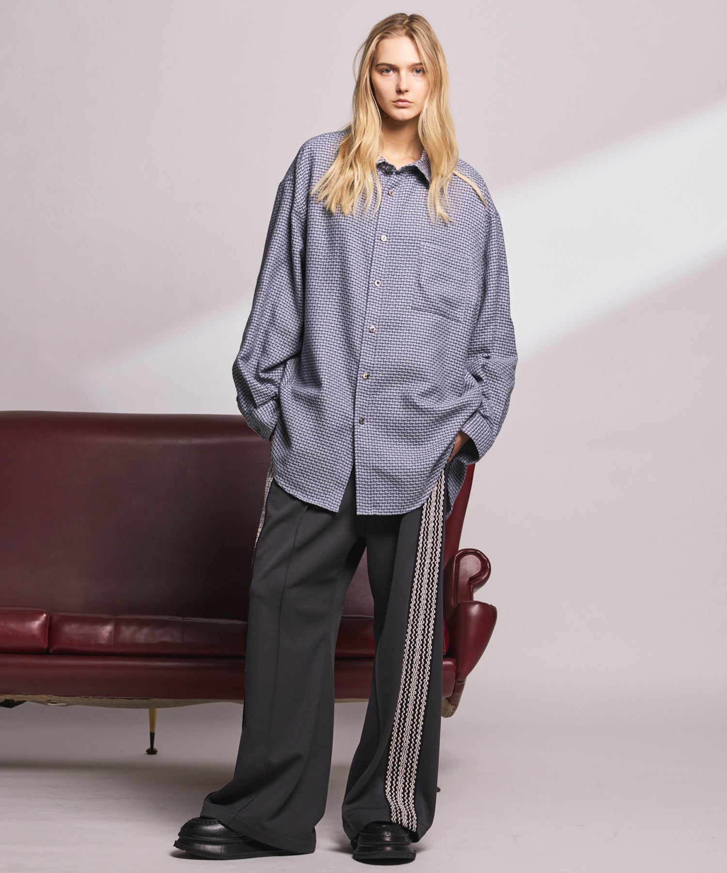 4 Colors Chambray Washable Wool Peaked Lapel Double Breasted Jacket