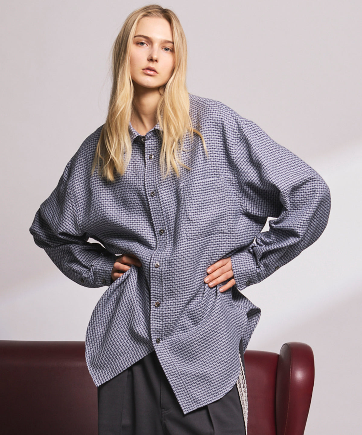 【Italian Dead Stock Fabric】Prime-Over Maxi Regular Collar Shirts Coat