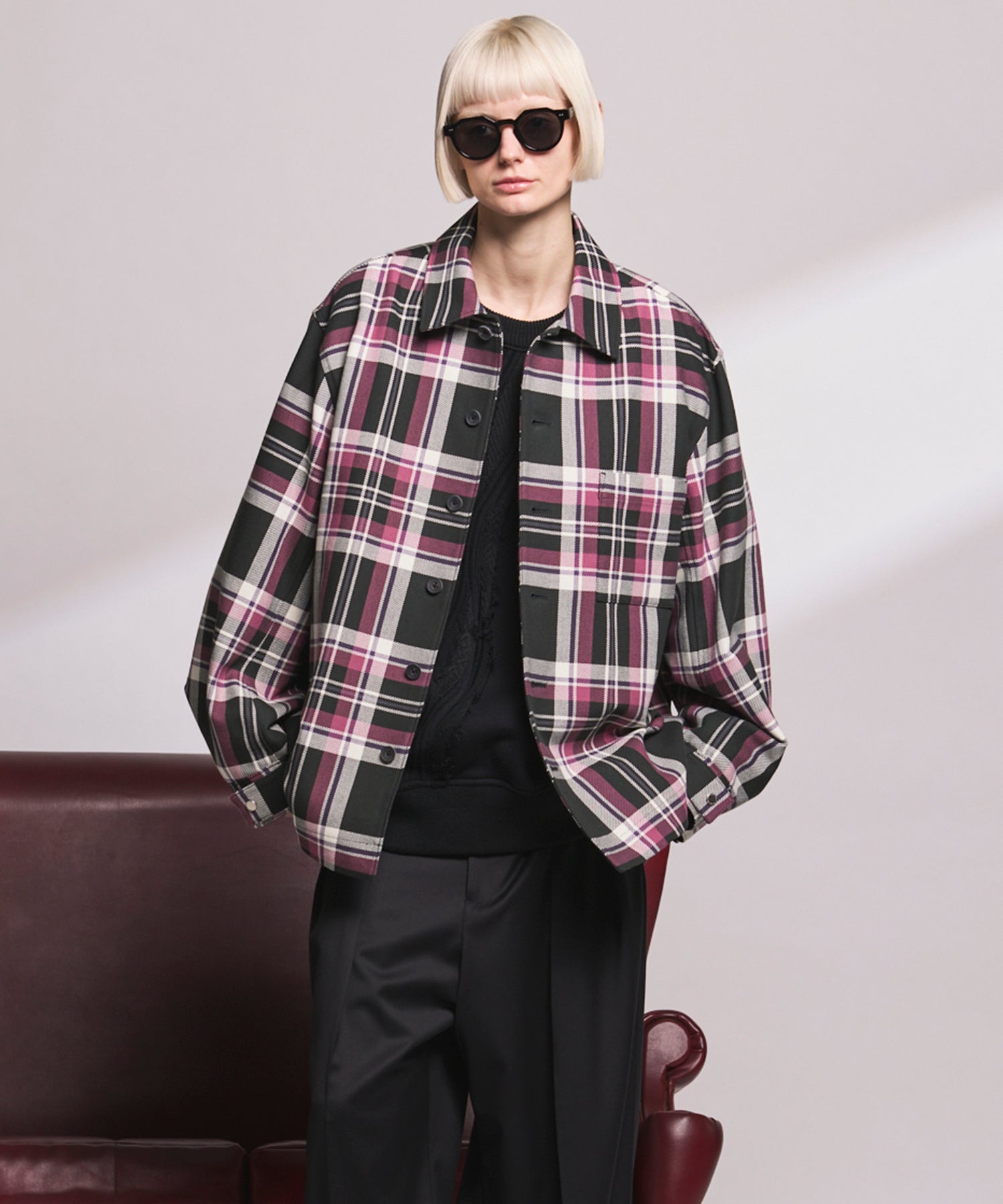 【Italian Dead Stock Fabric】Prime-Over Regular Collar Heavy-Weight Flannel Shirt Blouson