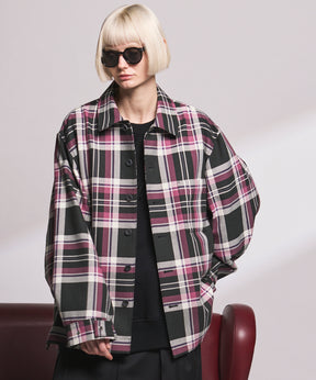 【Italian Dead Stock Fabric】Prime-Over Regular Collar Heavy-Weight Flannel Shirt Blouson