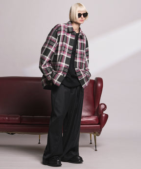 【Italian Dead Stock Fabric】Prime-Over Regular Collar Heavy-Weight Flannel Shirt Blouson