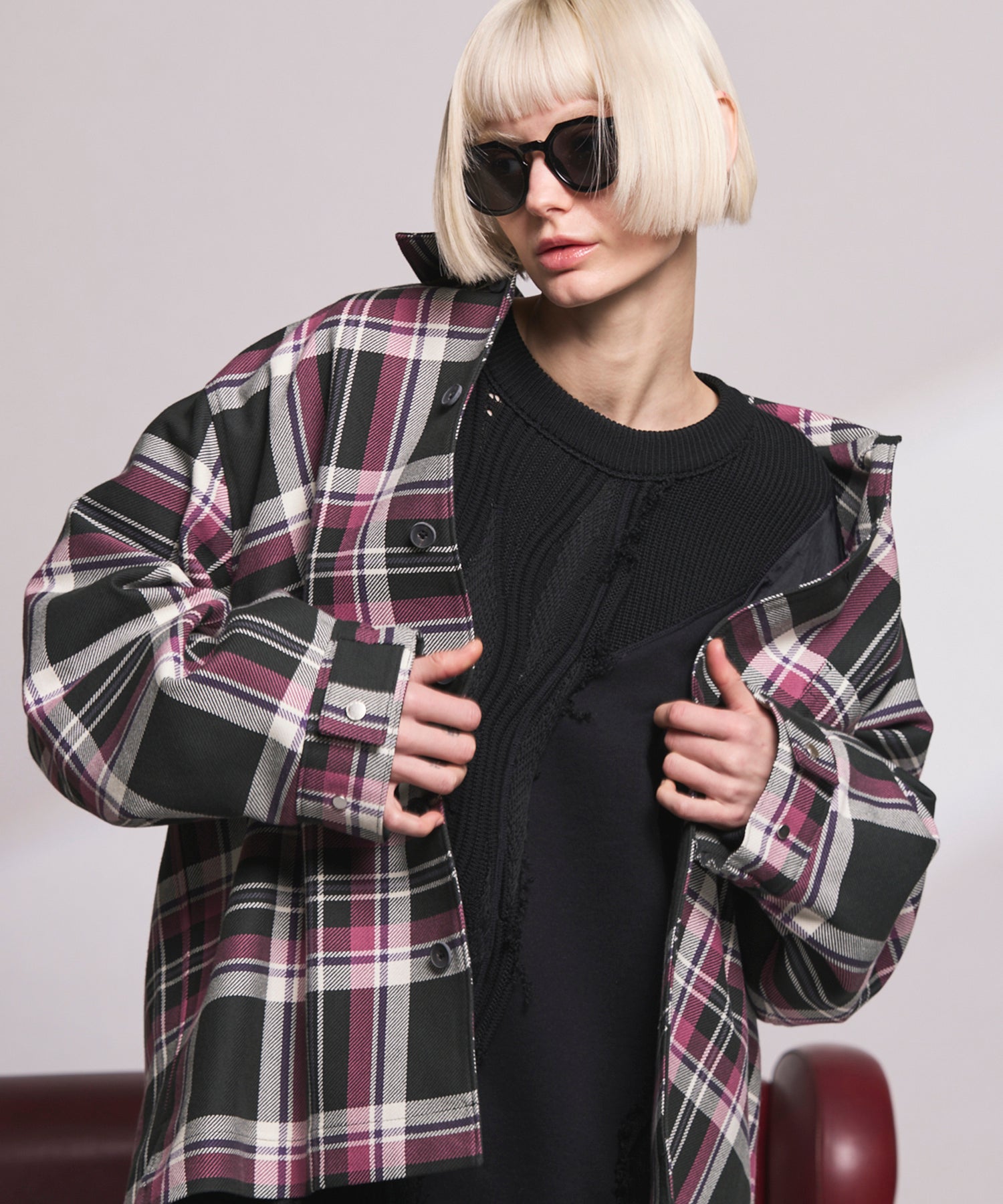 【Italian Dead Stock Fabric】Prime-Over Regular Collar Heavy-Weight Flannel Shirt Blouson