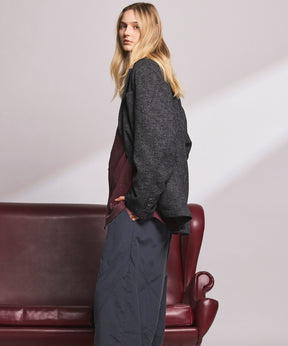 4 Colors Chambray Washable Wool Peaked Lapel Double Breasted Jacket