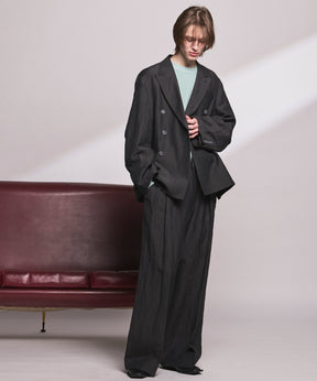 4 Colors Chambray Washable Wool Peaked Lapel Double Breasted Jacket