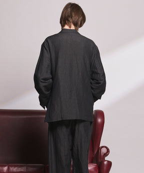 4 Colors Chambray Washable Wool Peaked Lapel Double Breasted Jacket