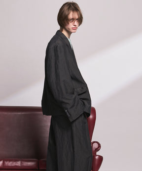 4 Colors Chambray Washable Wool Peaked Lapel Double Breasted Jacket