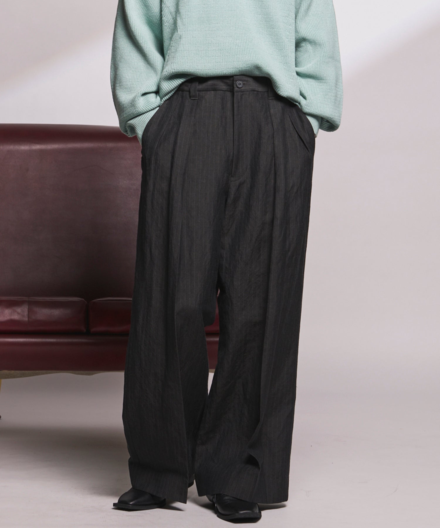 4 Colors Chambray Washable Wool Peaked Lapel Double Breasted Jacket