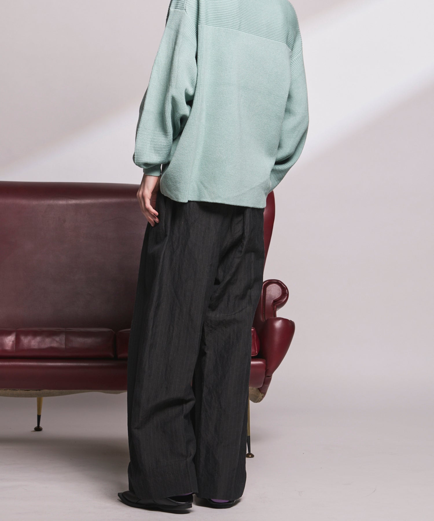 4 Colors Chambray Washable Wool Peaked Lapel Double Breasted Jacket