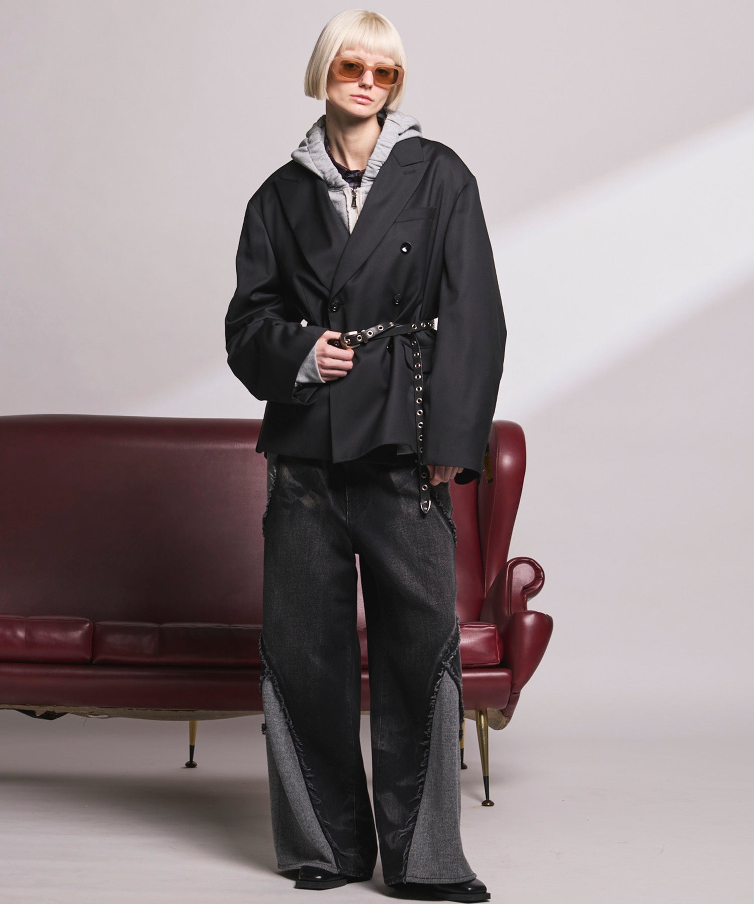 4种颜色Chambray可洗羊毛峰峰双胸夹克