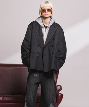 4种颜色Chambray可洗羊毛峰峰双胸夹克