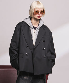 4种颜色Chambray可洗羊毛峰峰双胸夹克