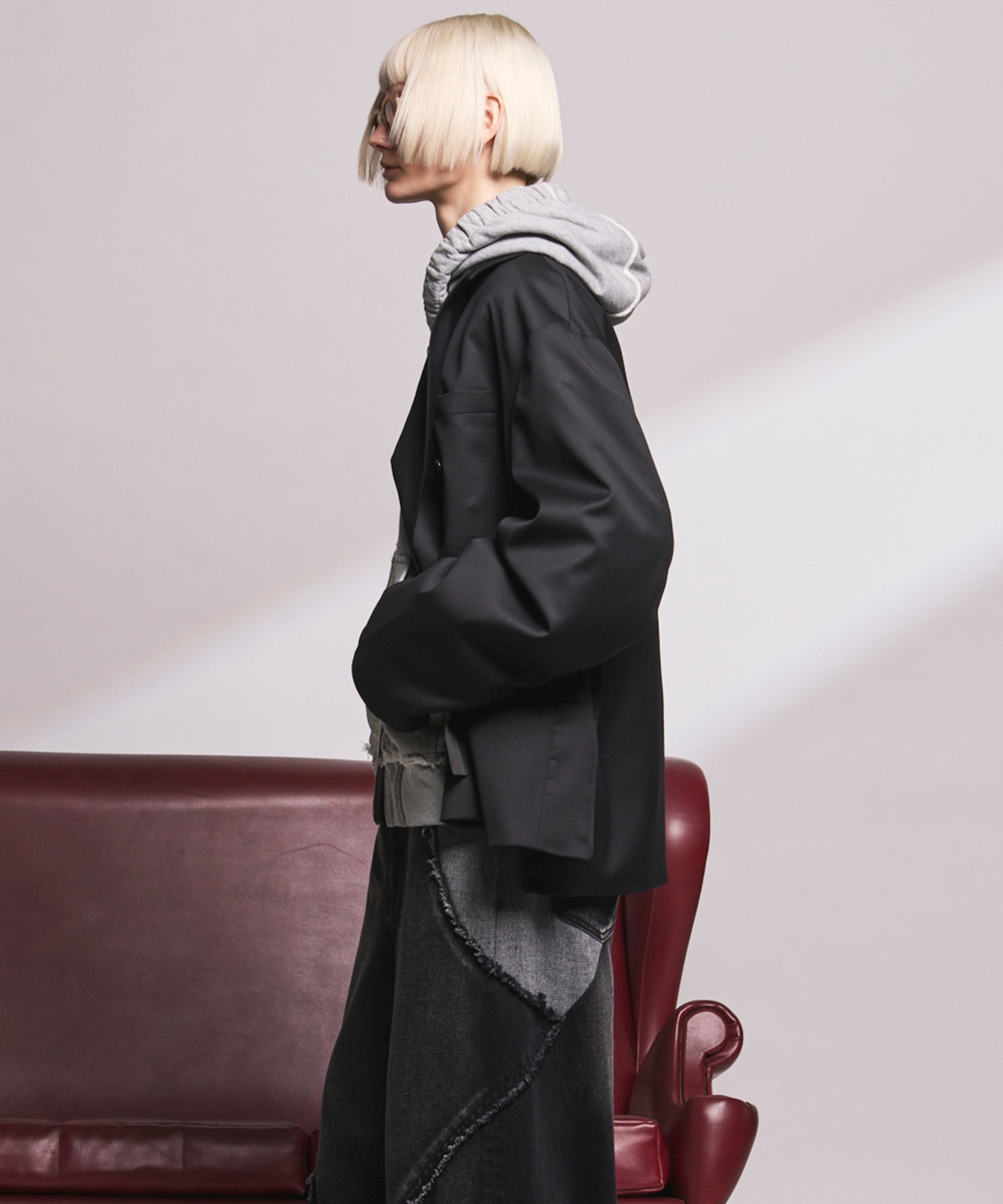 4种颜色Chambray可洗羊毛峰峰双胸夹克