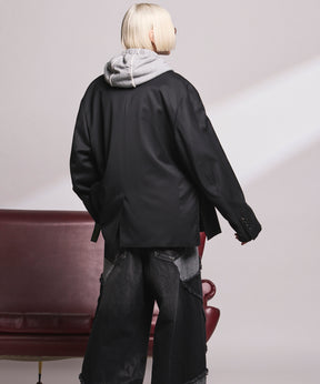 4种颜色Chambray可洗羊毛峰峰双胸夹克