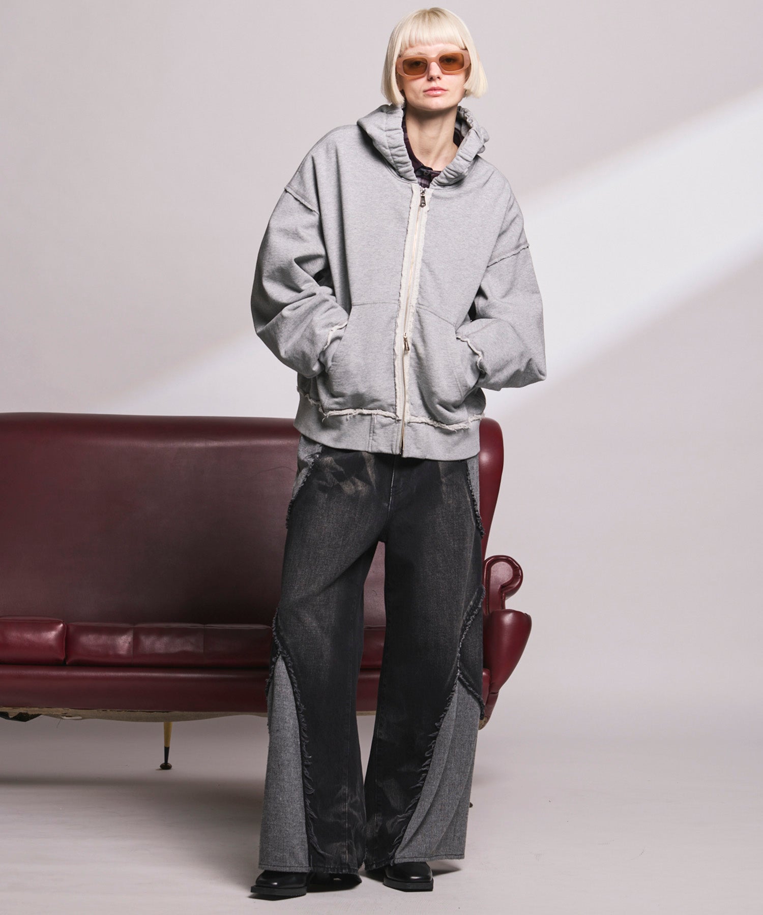 4 Colors Chambray Washable Wool Peaked Lapel Double Breasted Jacket