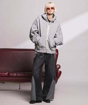 4 Colors Chambray Washable Wool Peaked Lapel Double Breasted Jacket