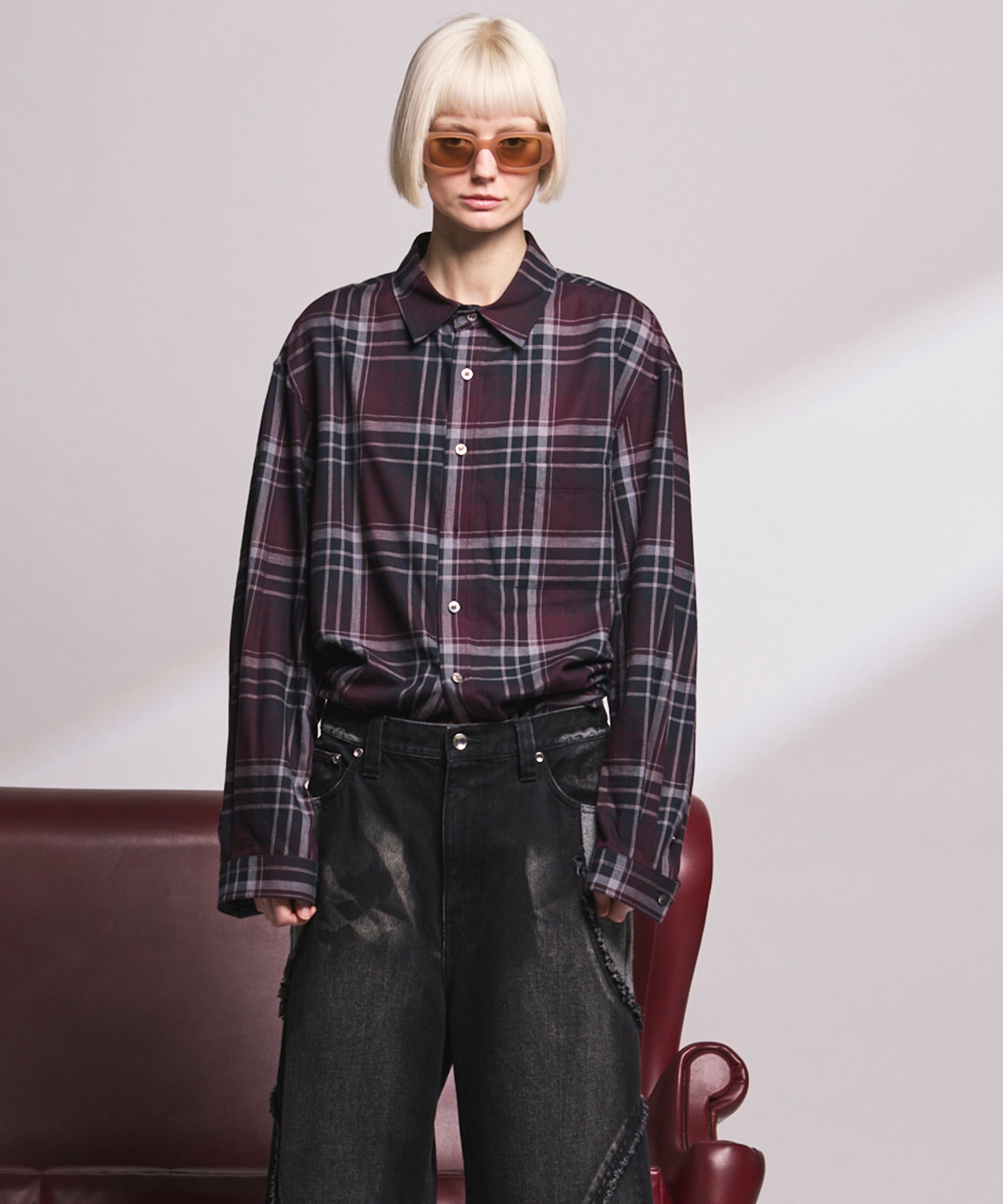 【Italian Dead Stock Fabric】Regular Collar Prime-Over Shirt