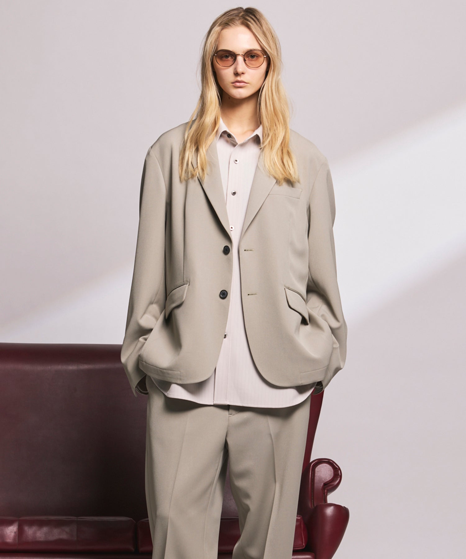 4种颜色Chambray可洗羊毛峰峰双胸夹克