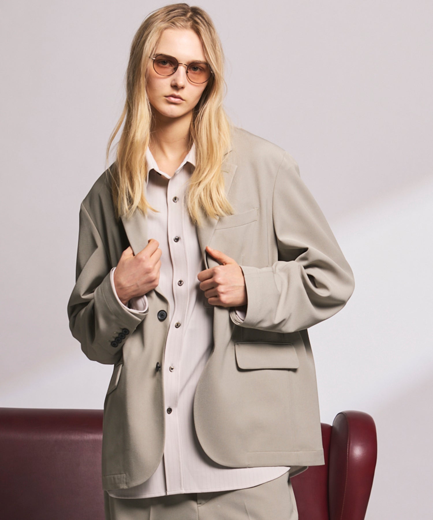 4种颜色Chambray可洗羊毛峰峰双胸夹克