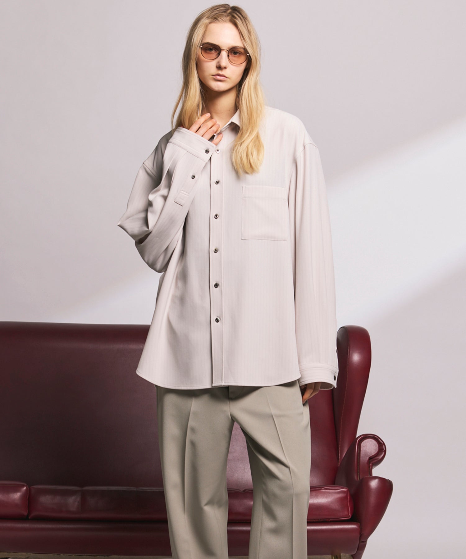 4 색 샹 브레이 세탁 가능한 양모 피크 라펠 더블 가슴 재킷