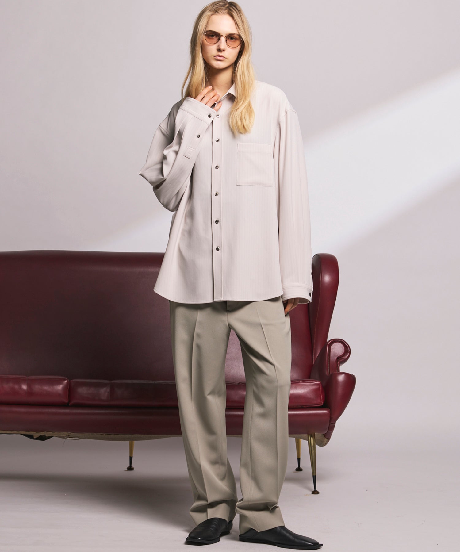 4 Colors Chambray Washable Wool Peaked Lapel Double Breasted Jacket