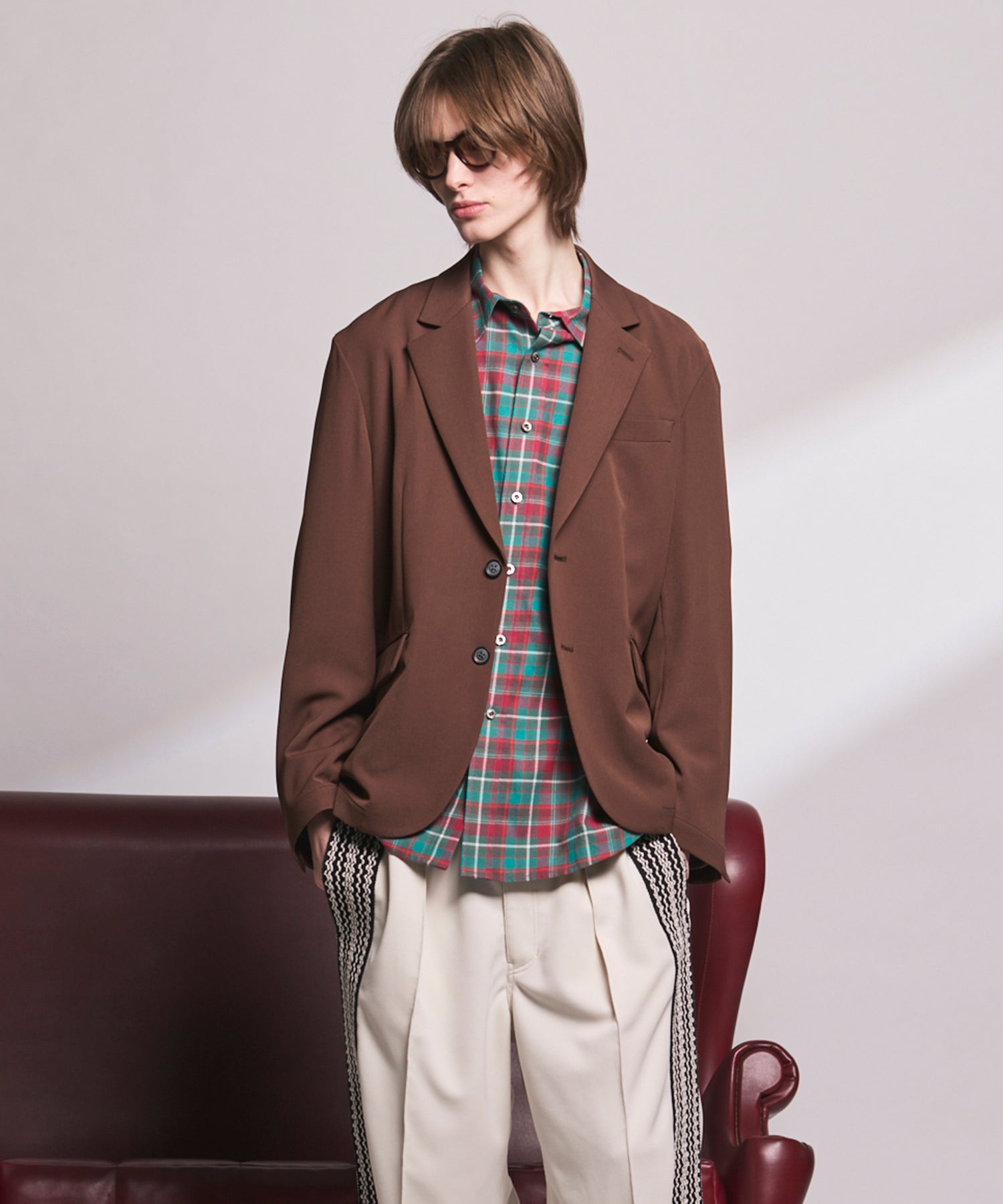 4种颜色Chambray可洗羊毛峰峰双胸夹克