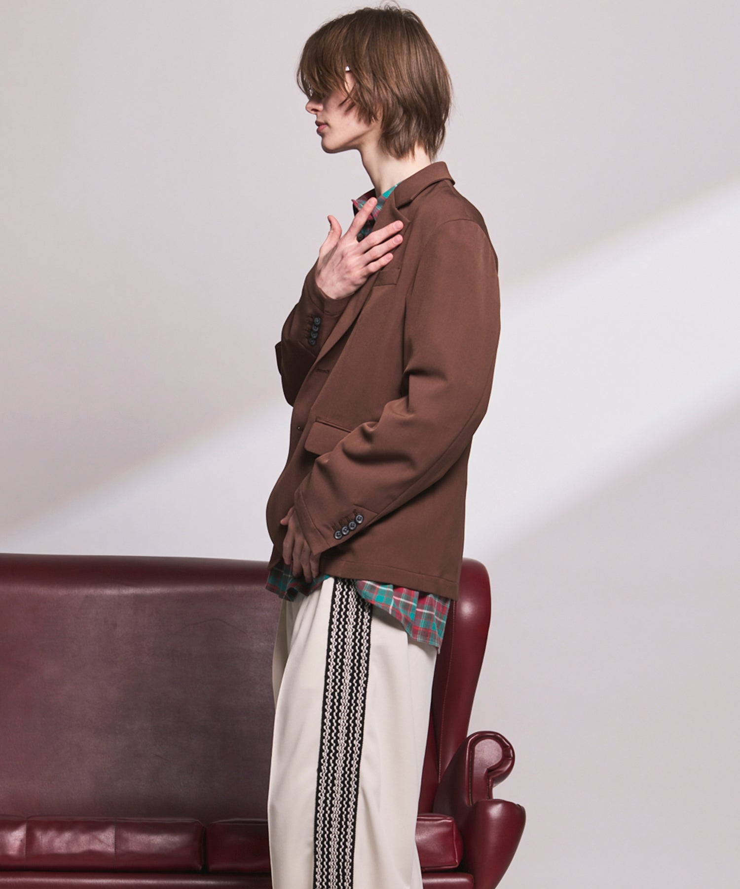 4种颜色Chambray可洗羊毛峰峰双胸夹克