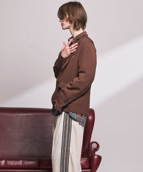 4种颜色Chambray可洗羊毛峰峰双胸夹克